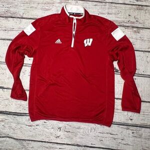 Wisconsin Badgers Adidas Climalite Athletic Red Sports Pullover Jacket